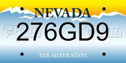 276GD9 Nevada License Plate