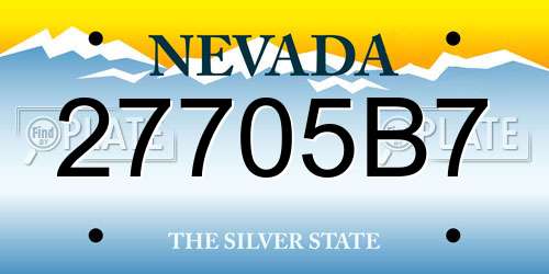 27705B7 Nevada License Plate