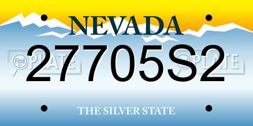 27705S2 Nevada License Plate