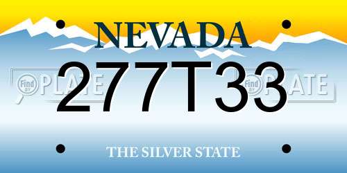 277T33 Nevada License Plate