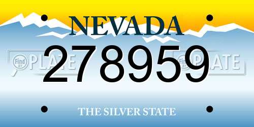 278959 Nevada License Plate