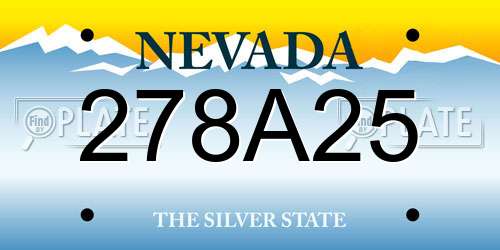 278A25 Nevada License Plate