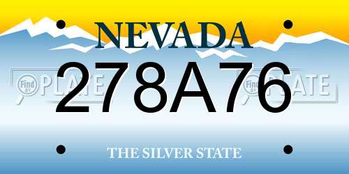 278A76 Nevada License Plate