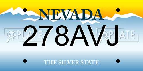 278AVJ Nevada License Plate