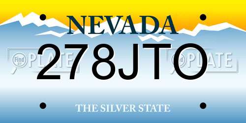278JTO Nevada License Plate