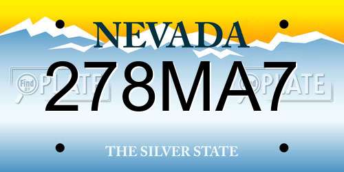 278MA7 Nevada License Plate