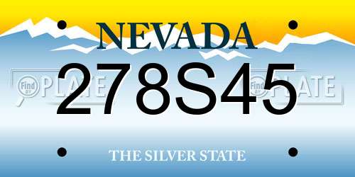 278S45 Nevada License Plate