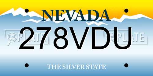 278VDU Nevada License Plate