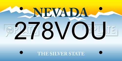 278VOU Nevada License Plate