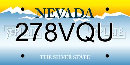 278VQU Nevada License Plate