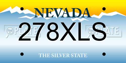 278XLS Nevada License Plate