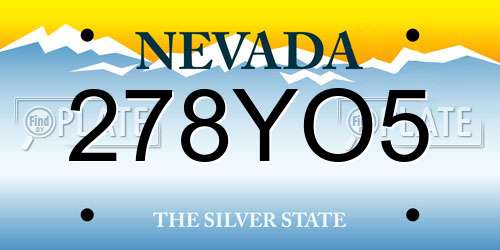 278YO5 Nevada License Plate