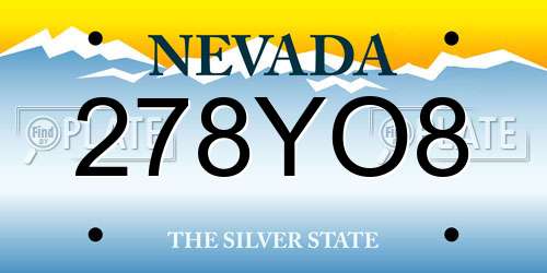 278YO8 Nevada License Plate