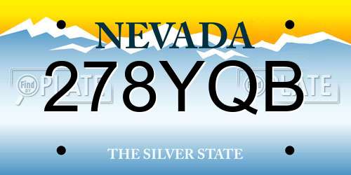 278YQB Nevada License Plate