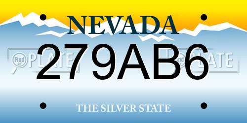279AB6 Nevada License Plate