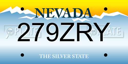 279ZRY Nevada License Plate