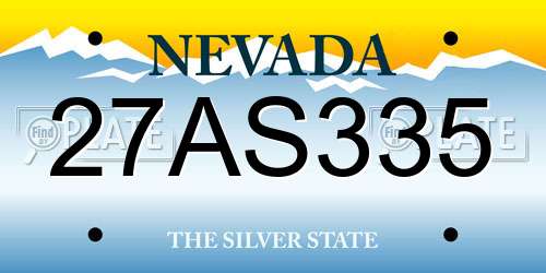 27AS335 Nevada License Plate