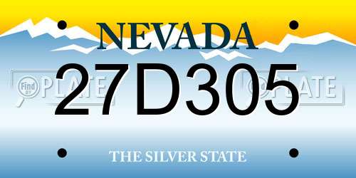 27D305 Nevada License Plate
