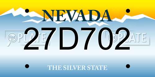 27D702 Nevada License Plate