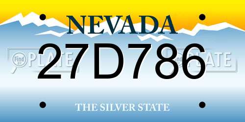 27D786 Nevada License Plate