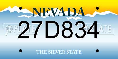 27D834 Nevada License Plate