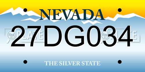 27DG034 Nevada License Plate