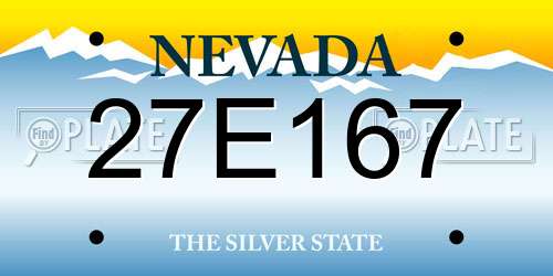 27E167 Nevada License Plate