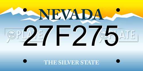 27F275 Nevada License Plate