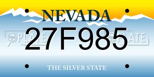 27F985 Nevada License Plate