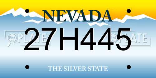 27H445 Nevada License Plate