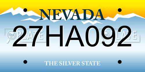 27HA092 Nevada License Plate