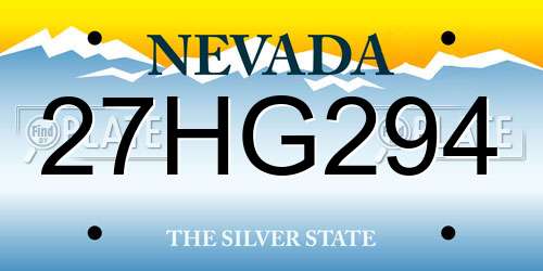 27HG294 Nevada License Plate