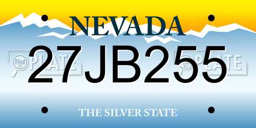 27JB255 Nevada License Plate