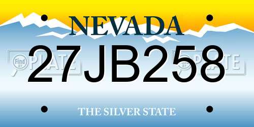 27JB258 Nevada License Plate