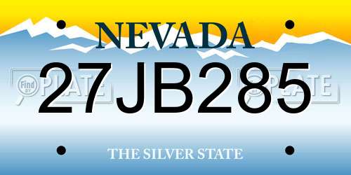 27JB285 Nevada License Plate