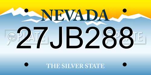 27JB288 Nevada License Plate
