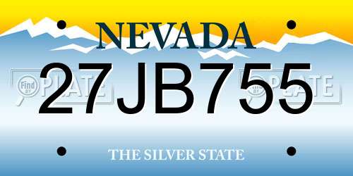 27JB755 Nevada License Plate