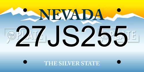 27JS255 Nevada License Plate