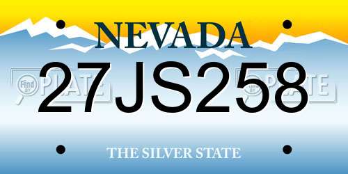 27JS258 Nevada License Plate