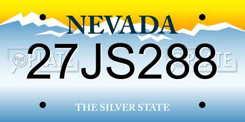 27JS288 Nevada License Plate