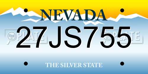 27JS755 Nevada License Plate