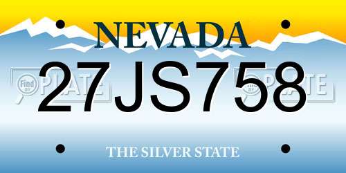 27JS758 Nevada License Plate