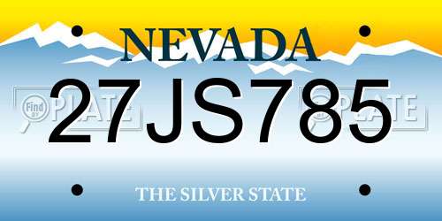 27JS785 Nevada License Plate