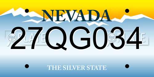 27QG034 Nevada License Plate