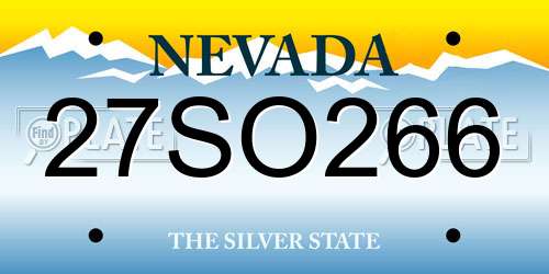 27SO266 Nevada License Plate
