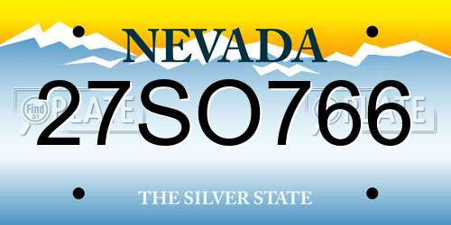 27SO766 Nevada License Plate