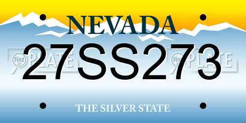 27SS273 Nevada License Plate