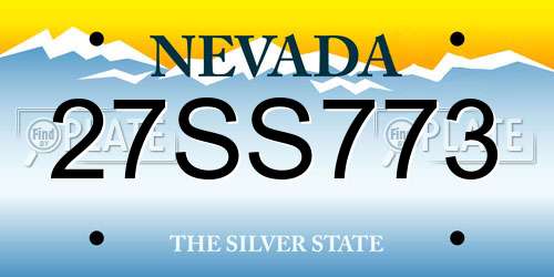 27SS773 Nevada License Plate