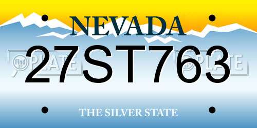 27ST763 Nevada License Plate