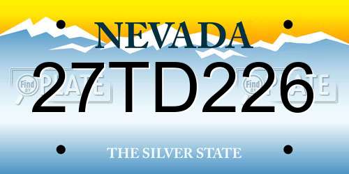 27TD226 Nevada License Plate